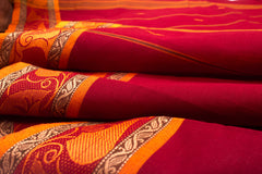 FireBrick Red Chettinad Cotton Saree