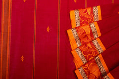 FireBrick Red Chettinad Cotton Saree