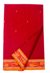 FireBrick Red Chettinad Cotton Saree