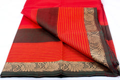 FireEngine Red Chettinad Cotton Saree