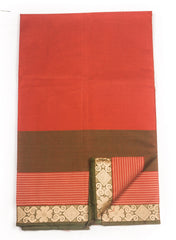 Dark Coral Chettinad Cotton Saree