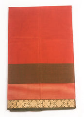 Dark Coral Chettinad Cotton Saree