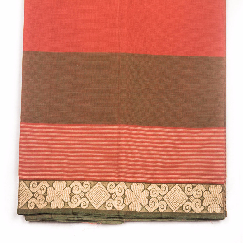 Dark Coral Chettinad Cotton Saree